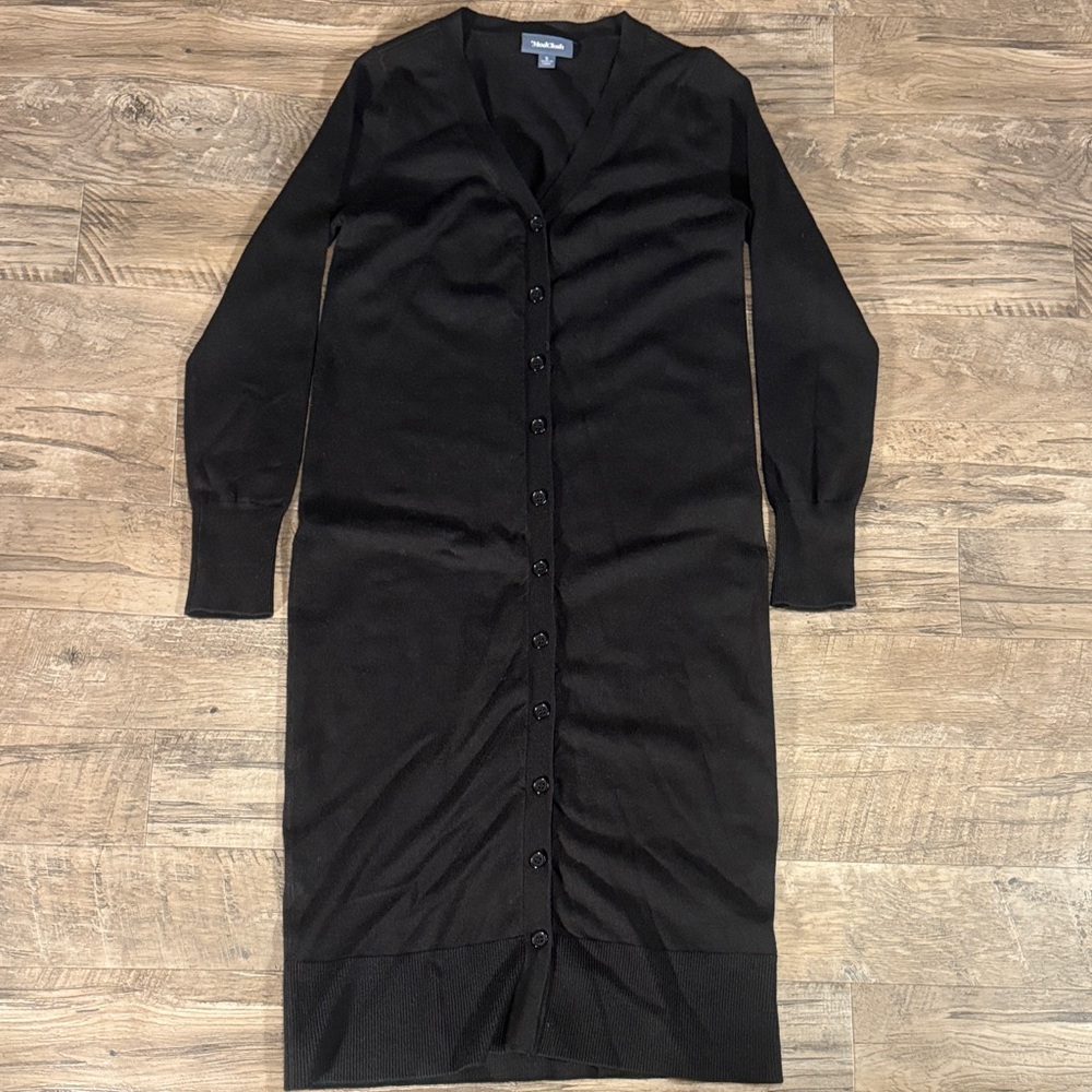 Modcloth Black Long Sleeve Full Length Button Down Sweater Dress - Size S